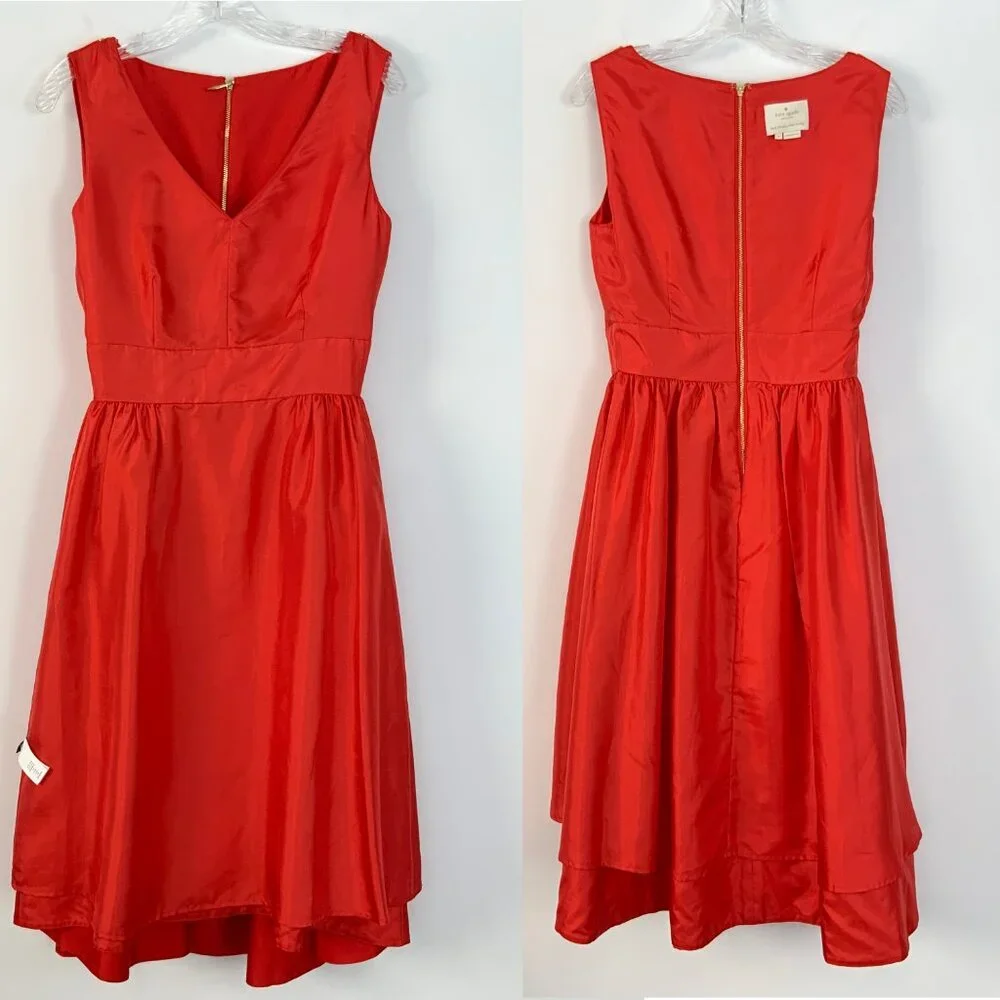 Kate Spade New York Red Heritage it & Flare Silk Dress Sz 8